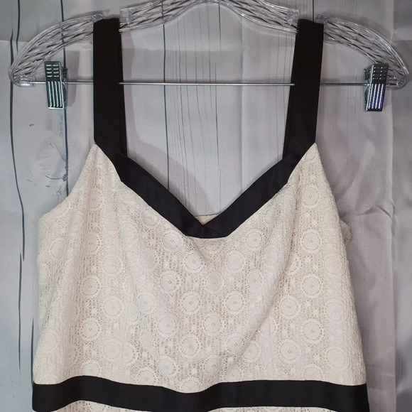 Ann Taylir Loft Black Trim Ivory Lace Sleeveless Dress Size 8p - Picture 2 of 7